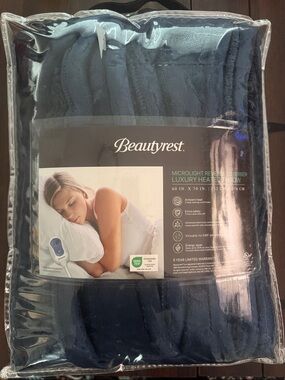 Beautyrest Navy Luxury Heated Throw Blanket